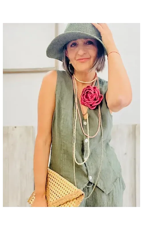 Chaleco Lino Raya Verde