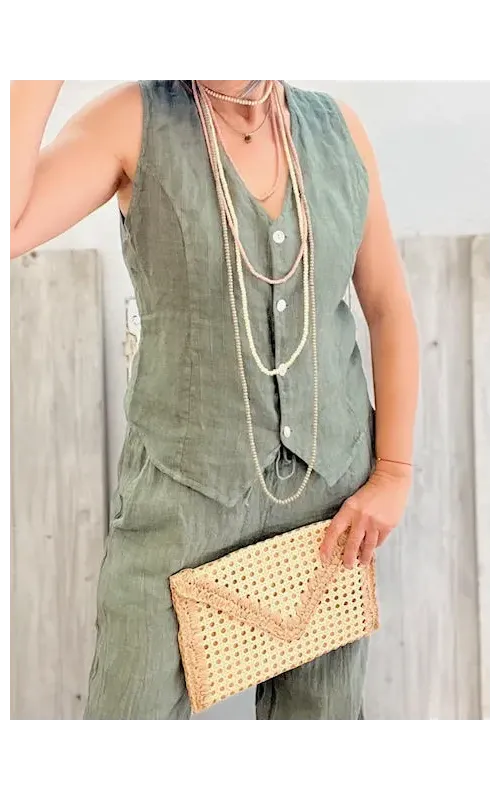 Pantalón Lino Raya Verde