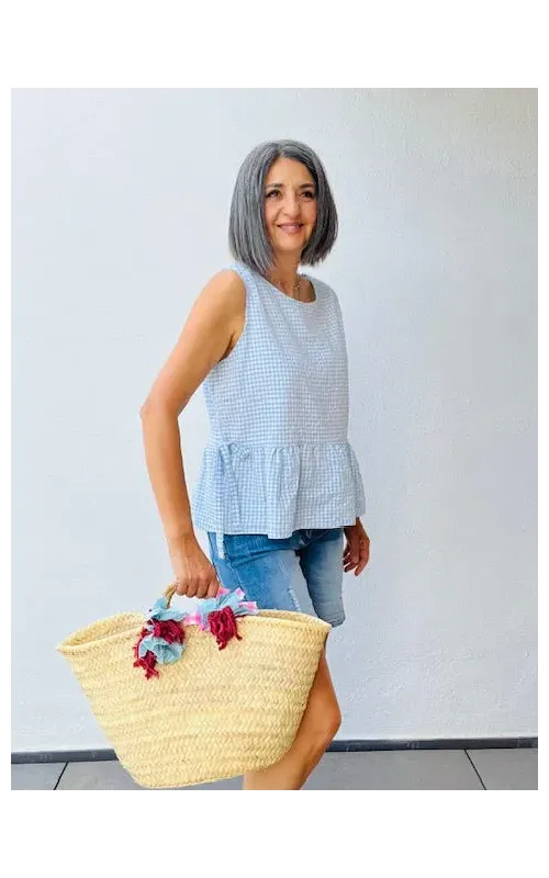 Blusa Cuadro Vichy Celeste