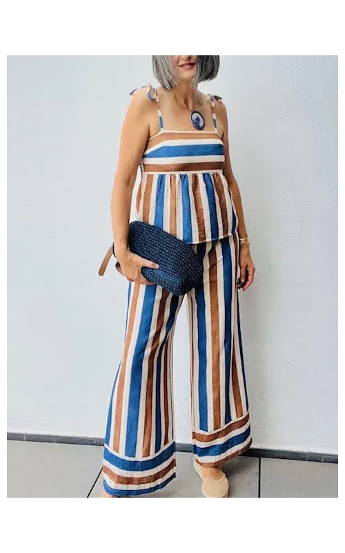 Conjunto Top y Pantalón Raya