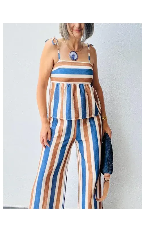 Conjunto Top y Pantalón Raya