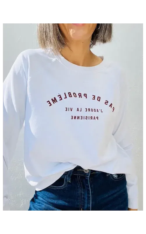 Sudadera Pas de Problem Blanco