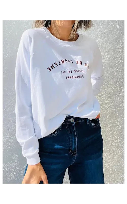 Sudadera Pas de Problem Blanco