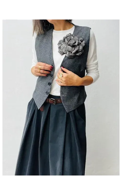 Falda Micro Pana Gris