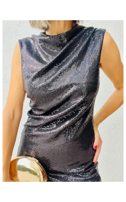 Bolso Metálico Dorado.