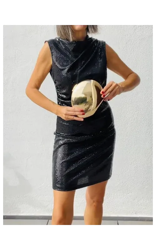 Bolso Metálico Dorado.