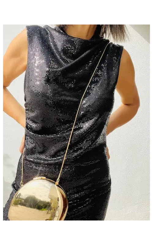 Bolso Metálico Dorado.
