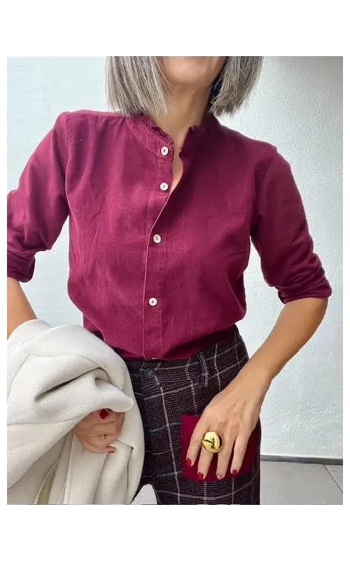 Camisa Micro Pana Burdeos