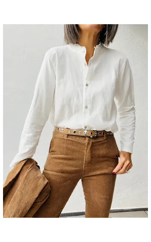 Camisa Micro Pana Blanca