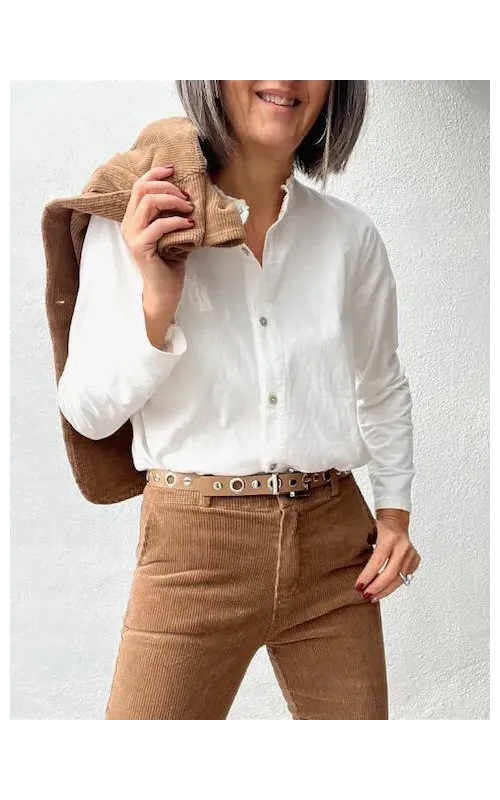 Camisa Micro Pana Blanca
