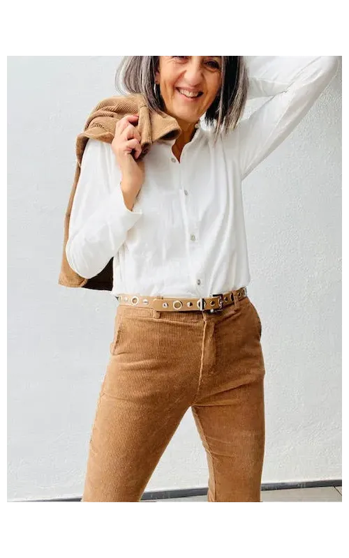 Camisa Micro Pana Blanca