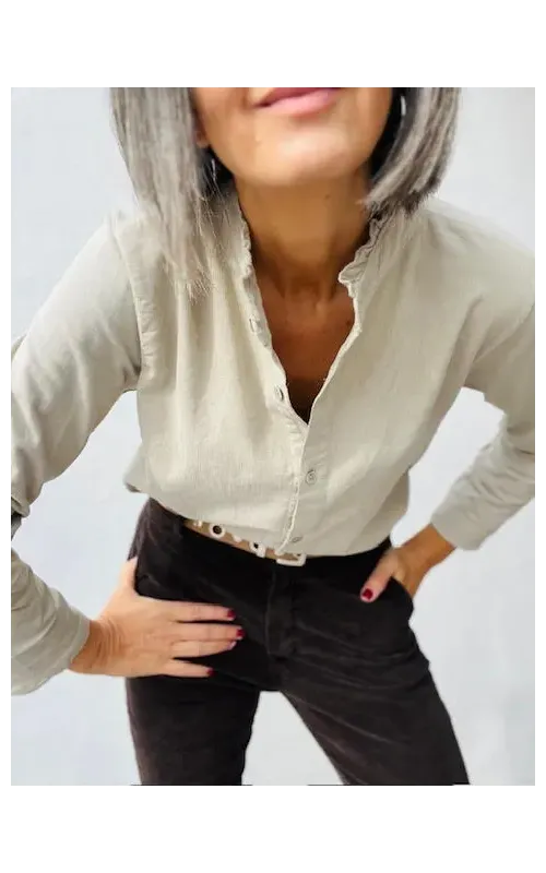 Camisa Micro Pana Beige
