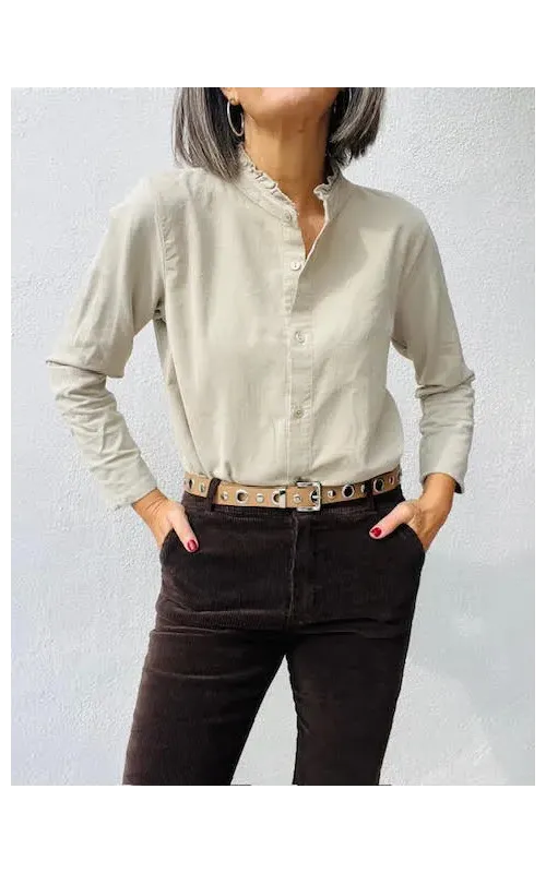 Camisa Micro Pana Beige