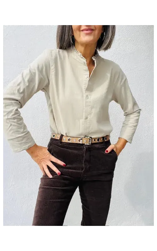 Camisa Micro Pana Beige