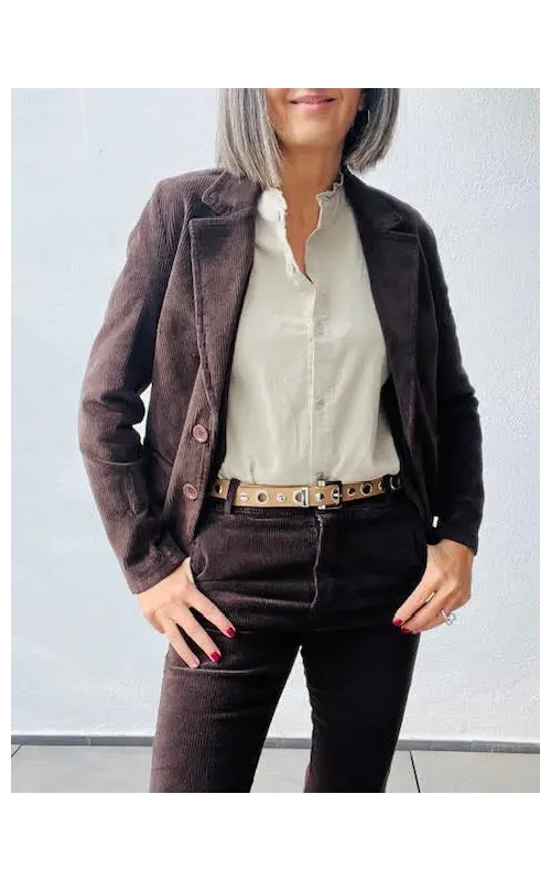 Camisa Micro Pana Beige
