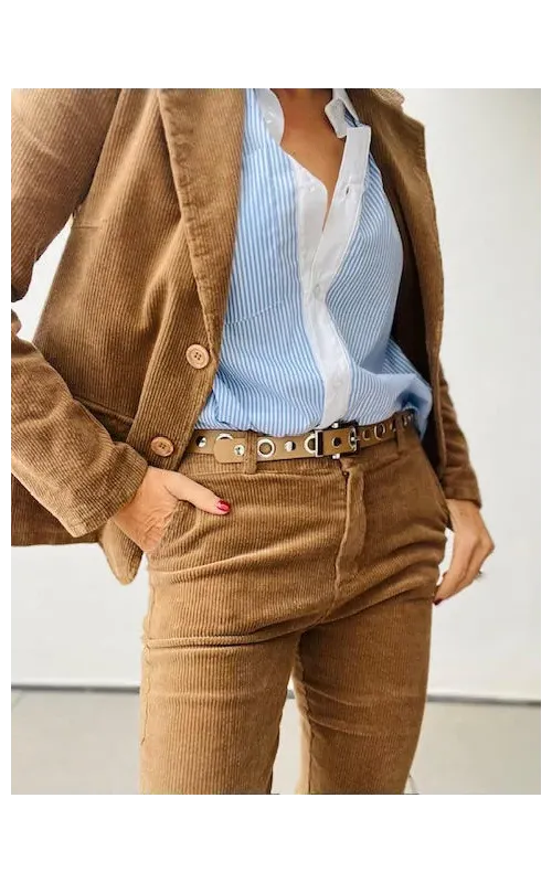 Pantalones Pana Flare Camel