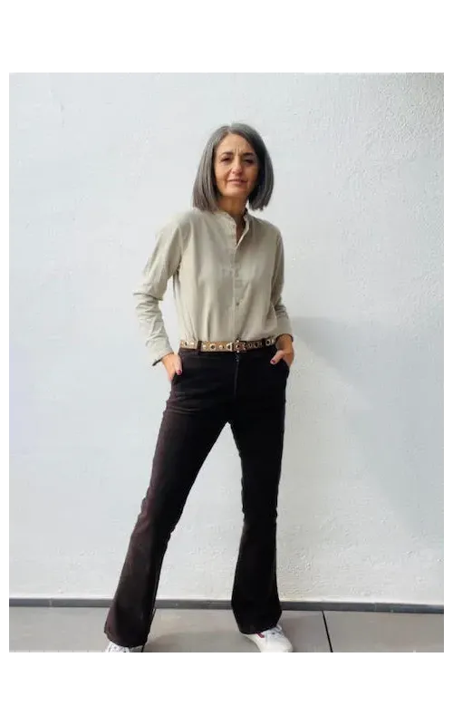 Pantalones Pana Flare Choco