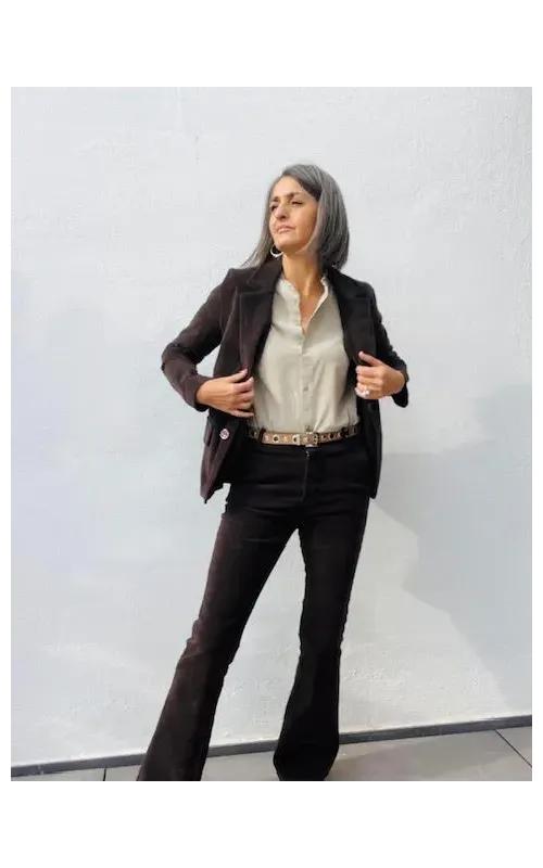 Pantalones Pana Flare Choco