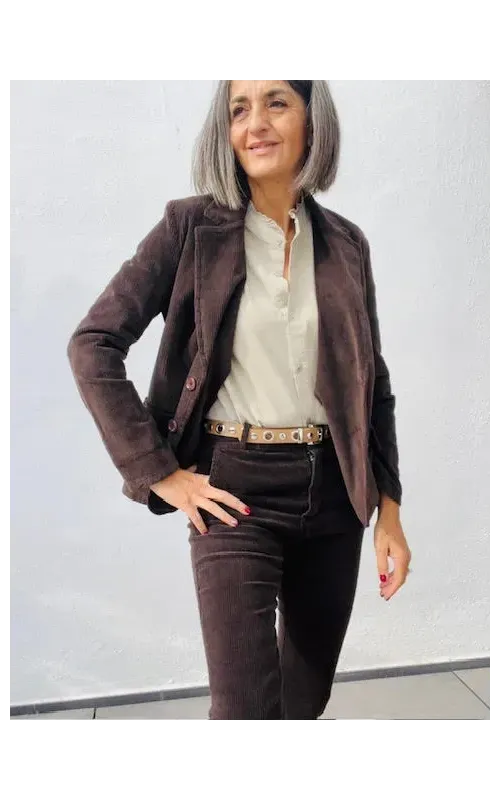 Pantalones Pana Flare Choco