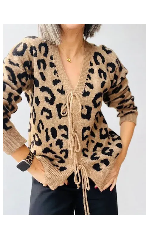 Chaqueta Punto Print Camel
