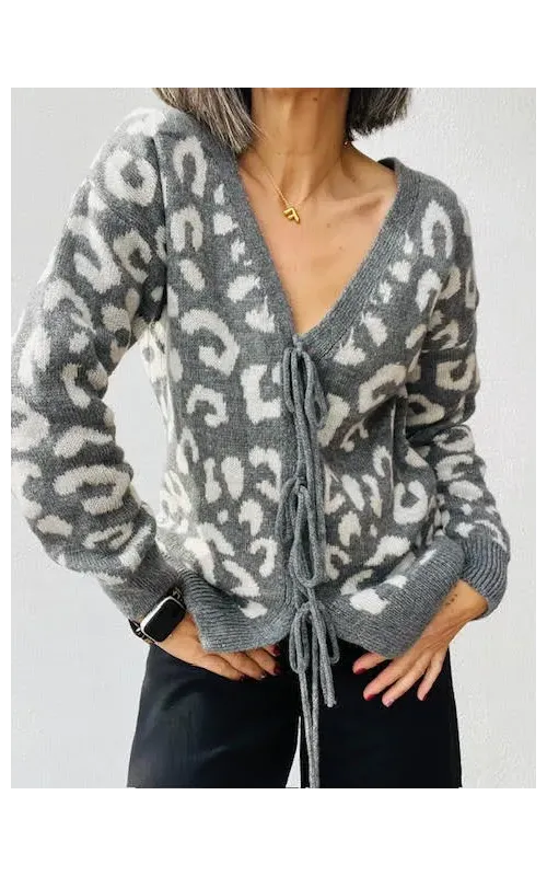 Chaqueta Punto Print Gris