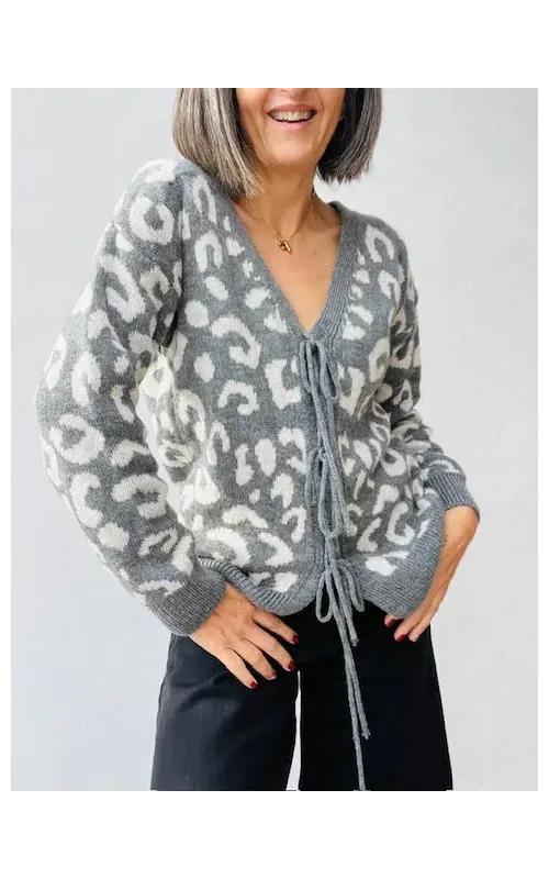 Chaqueta Punto Print Gris