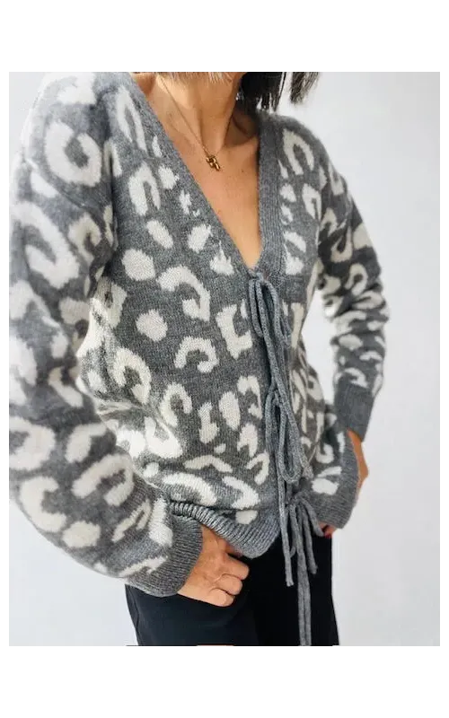 Chaqueta Punto Print Gris