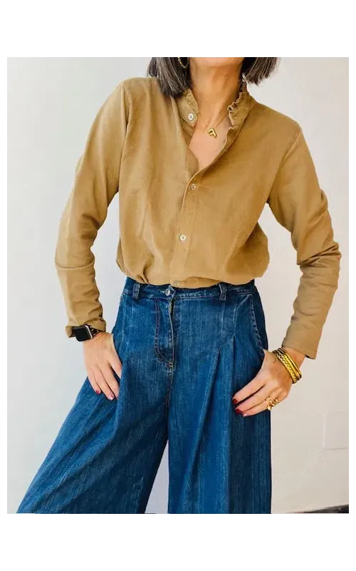 Camisa Micro Pana Camel