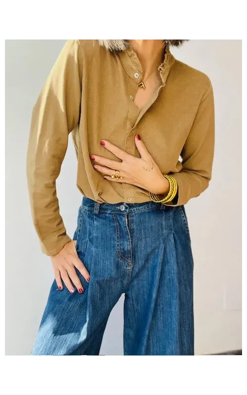Camisa Micro Pana Camel