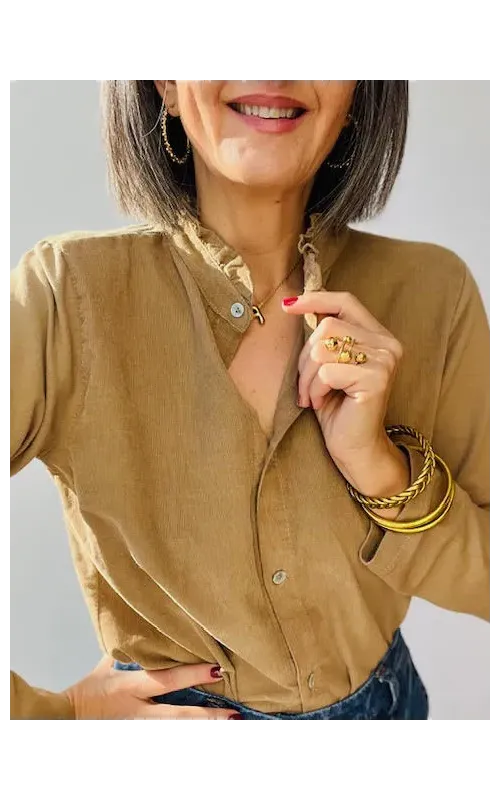 Camisa Micro Pana Camel