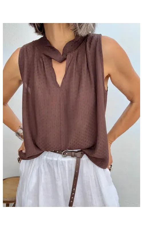 Top Satinado Grabado Choco